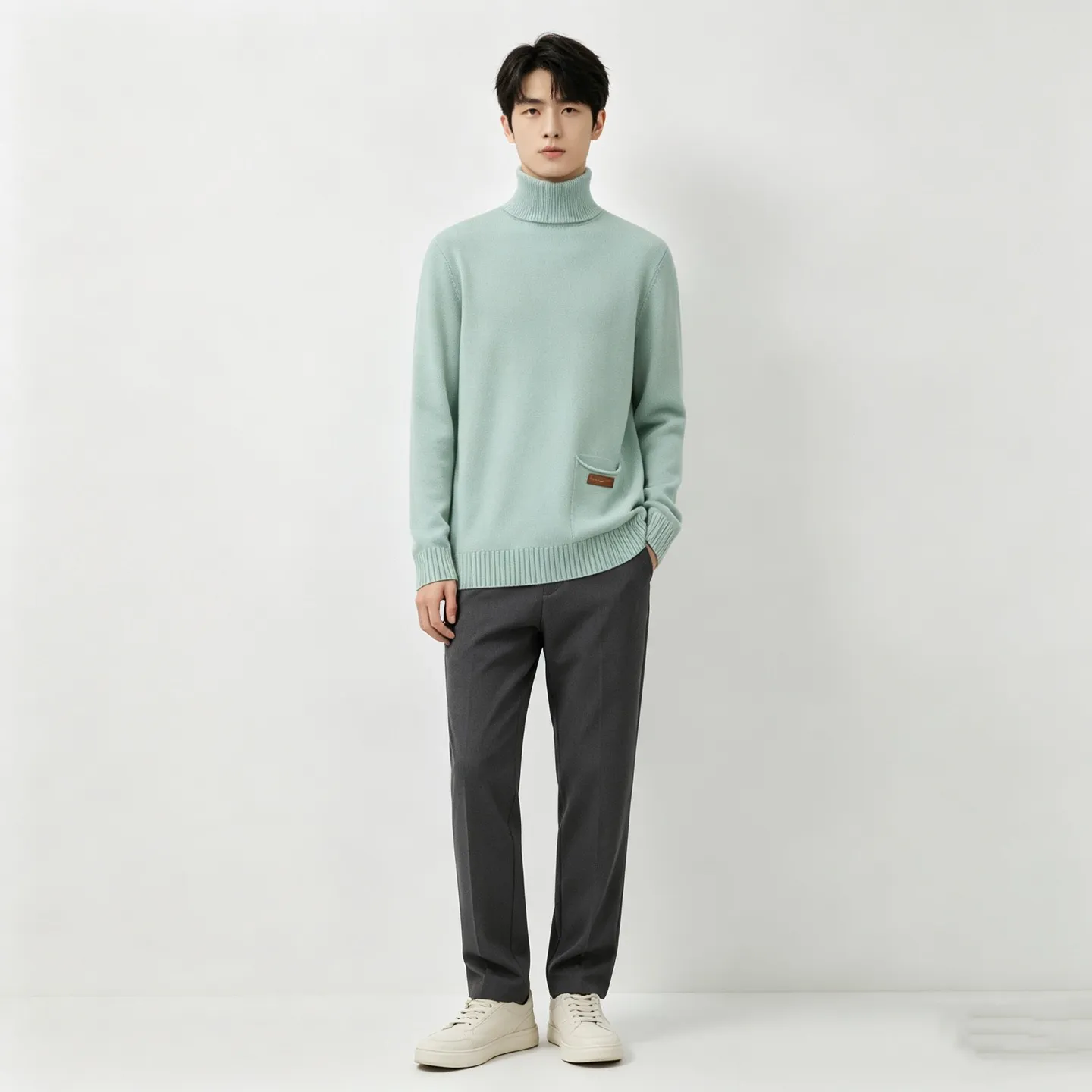 Louis Vuitton/Louis Vuitton pocket leather label turtleneck knitted sweater